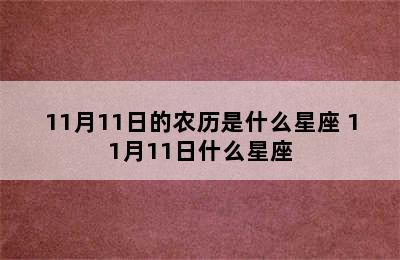 11月11日的农历是什么星座 11月11日什么星座